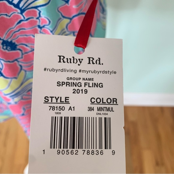 NWT Ruby Rd. Spring Fling Multicolor Floral Stretch Blouse XL NEW - Picture 7 of 8